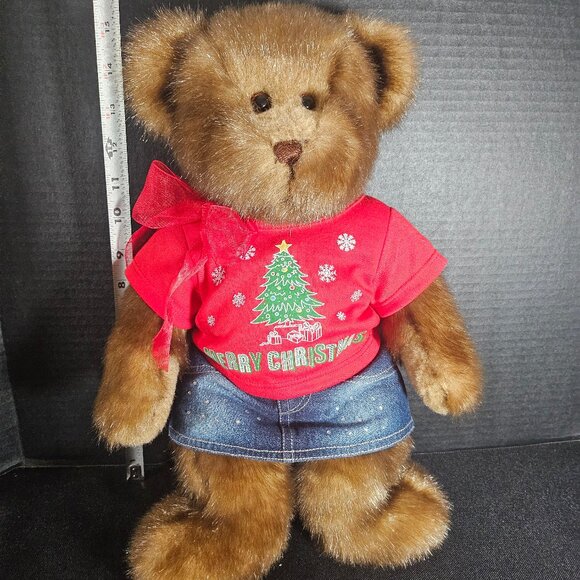 15" Gund Bear In Build A Bear Clothes Christmas Soft Brown Sparkly Bear Plush - Picture 8 of 9